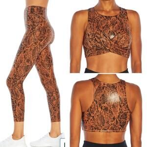 NWT Zobha Taylor Sports Bra & Shine Leggings Copper Snake Shiny Gym Yoga Size XS